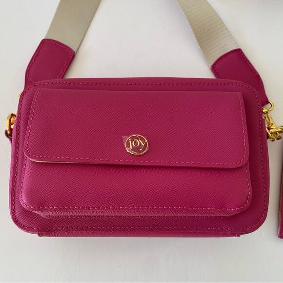 NWT Joy Clean & Chic Saffiano Leather Crossbody Camera Bag with Card Case Pink - Picture 3 of 12